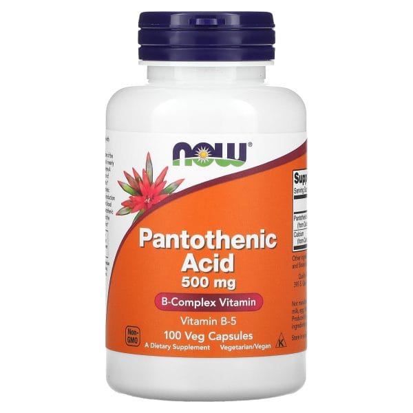 NOW Foods Pantothenic Acid, 500 mg, 100 Vegetable Capsules