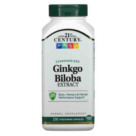 21st Century, Standardized Ginkgo Biloba Extract, 200 Vegetarian Capsules (60 mg per capsule)