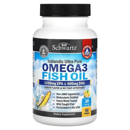BioSchwartz Omega-3 Fish Oil Lemon Flavor 1200 mg EPA 900 mg DHA – 90 Capsules