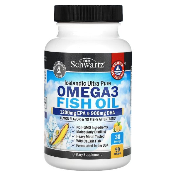 BioSchwartz Omega-3 Fish Oil Lemon Flavor 1200 mg EPA 900 mg DHA – 90 Capsules