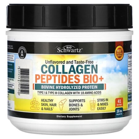 BioSchwartz, Organic Collagen Peptides+, Unflavored, 454 g