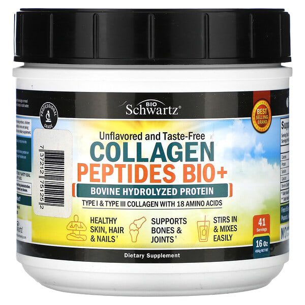 BioSchwartz, Organic Collagen Peptides+, Unflavored, 454 g