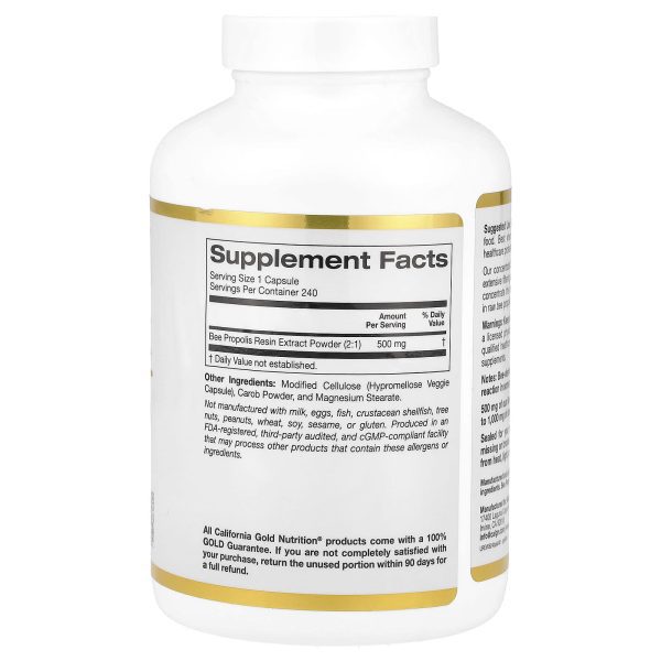 California Gold Nutrition Bee Propolis 2X Concentrated Extract 500 mg, 240 Veggie