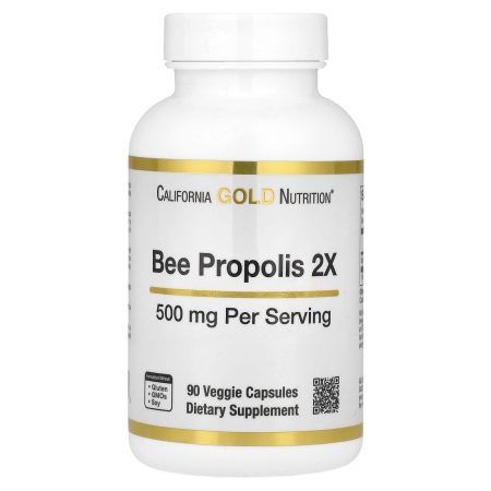 California Gold Nutrition Bee Propolis 2X Concentrated Extract 500 mg, 90 Capsules