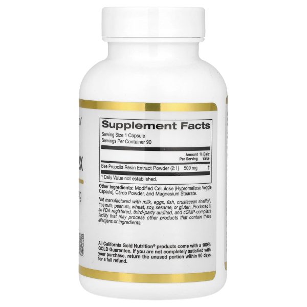 California Gold Nutrition Bee Propolis 2X Concentrated Extract 500 mg, 90 Capsules