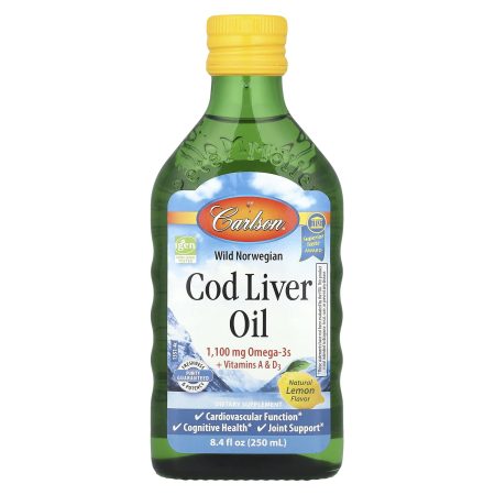 Carlson Labs Cod Liver Oil, Natural Lemon Flavor, 1000 mg, 250 ml
