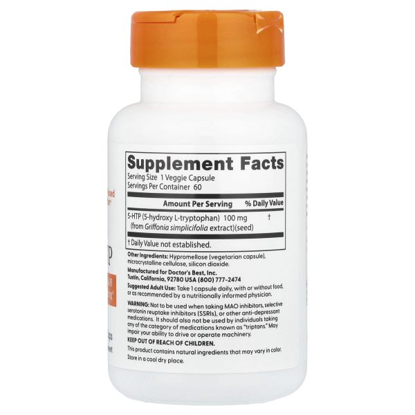 Doctor's BEST 5-HTP, 100 mg, 60 vegetarian capsules.