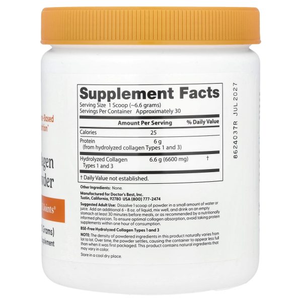 Doctor's BEST Pure Collagen Types 1 and 3 Powder, 200 g