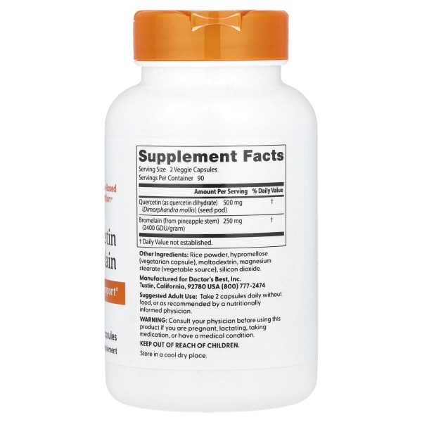 Doctor's BEST Quercetin Bromelain, 180 Vegetarian Capsules