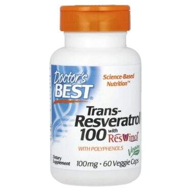Doctor's BEST Trans-Resveratrol with Resvinol, 100 mg, 60 Veggie Capsules