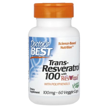 Doctor's BEST Trans-Resveratrol with Resvinol, 100 mg, 60 Veggie Capsules
