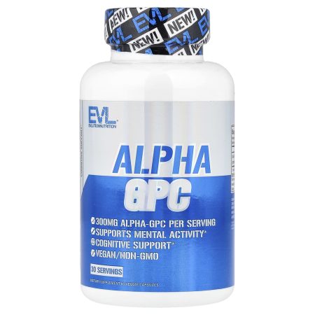 Evlution Nutrition Alpha GPC, 300 mg, Promotes Mental Activity Cognitive Support 60 Capsules