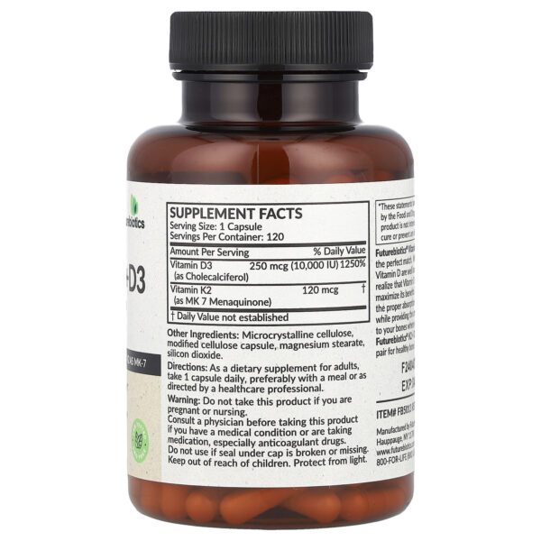 FutureBiotics Vitamin K2 + D3, Extra Strength, 120 Capsules