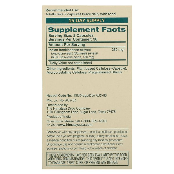 Himalaya Boswellia 125 mg 60 vegetarian capsules