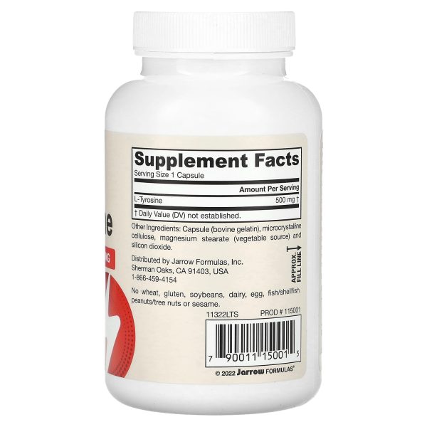 Jarrow Formulas L-Tyrosine, 500 mg, 100 Capsules