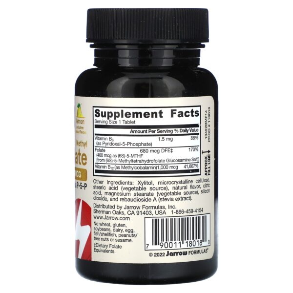 Jarrow Formulas Methyl B-12 & Methyl Folate, Lemon 100 tablets
