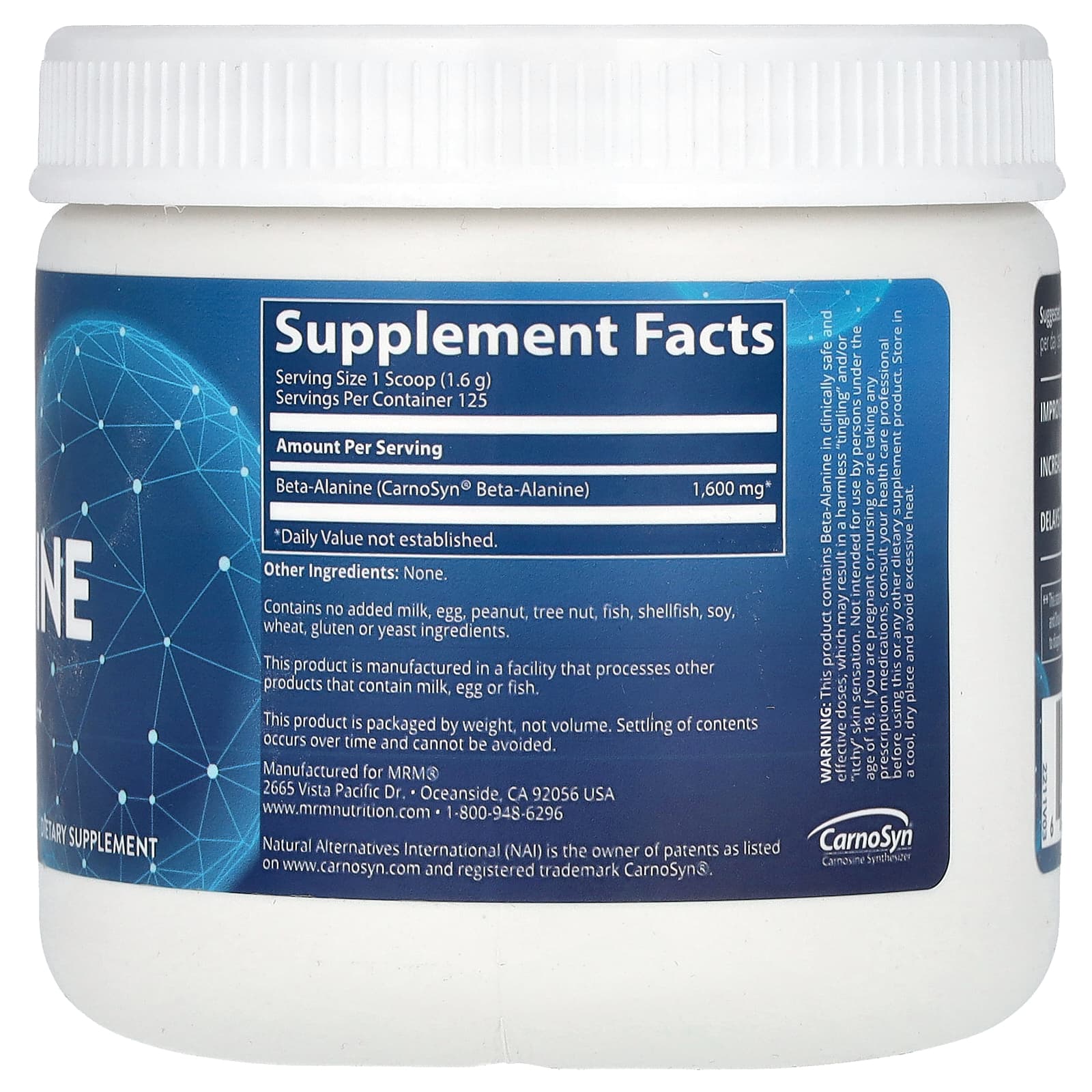 MRM Beta-Alanine, Muscle pH Balance, 200g