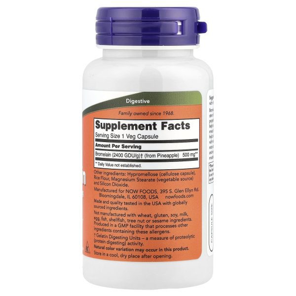 NOW Foods, Bromelain, 500 mg, 60 Vegetable Capsules