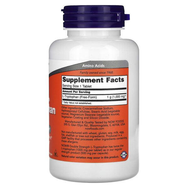 NOW Foods, L-Tryptophan, 1000 mg, 60 Tablets
