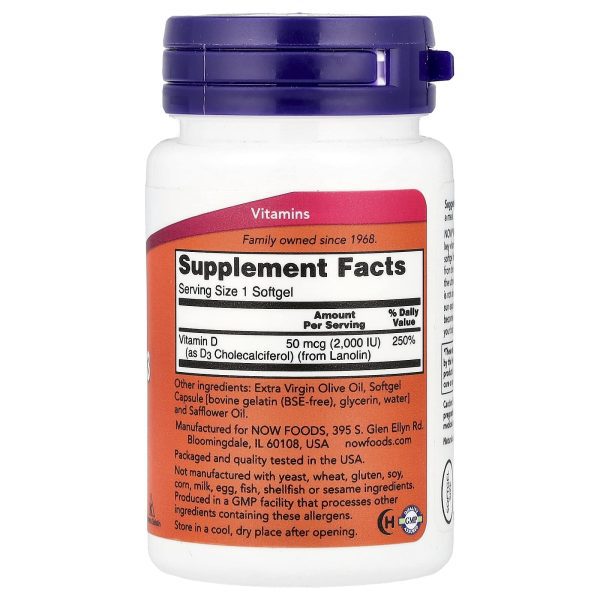 NOW Foods Vitamin D-3 5000 IU 120 Softgels