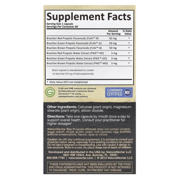 NaturaNectar Ultimate Bee Propolis Ultimate Royal Jelly, 60 Capsules