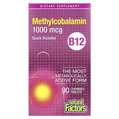 Natural Factors B12, Methylcobalamin, 1,000 mcg, 90 Chewable Tablets
