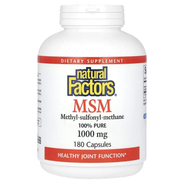 Natural Factors MSM, Methylsulfonylmethane, 1000 mg, 180 Capsules