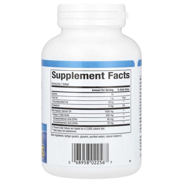 Natural Factors Omega Factors, Wild Alaskan Salmon Oil, 1000 mg, 180 Softgels
