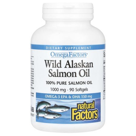 Natural Factors Wild Alaskan Salmon Oil, 1000 mg, 90 Softgels