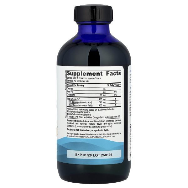 Nordic Naturals, Omega 3, Lemon Liquid 1560 mg, 237 ml