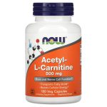Now Foods Acetyl L-Carnitine, 500 mg, Boosts Cellular Energy 100 Vegetarian Capsules