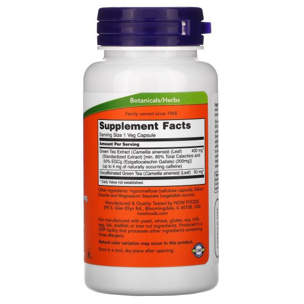 Now Foods EGCg, Green Tea Extract, 400 mg, 90 Veggie Caplets Antioxidant Support