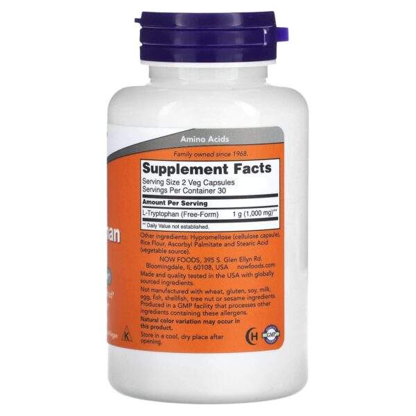 Now Foods L-tryptophan, 500 mg, 60 capsules