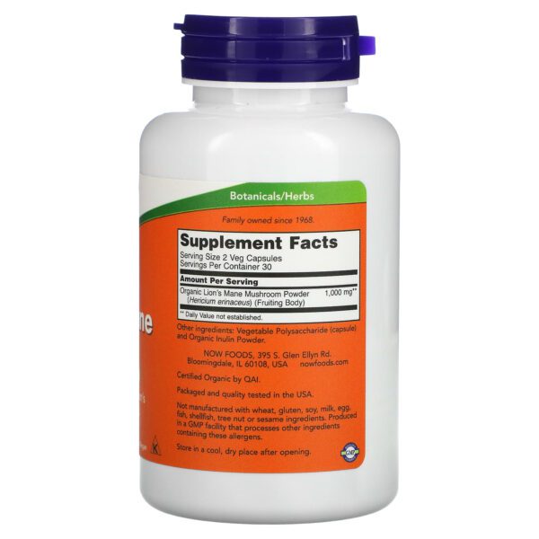 Now Foods Lion's Mane 500mg 60 Capsules