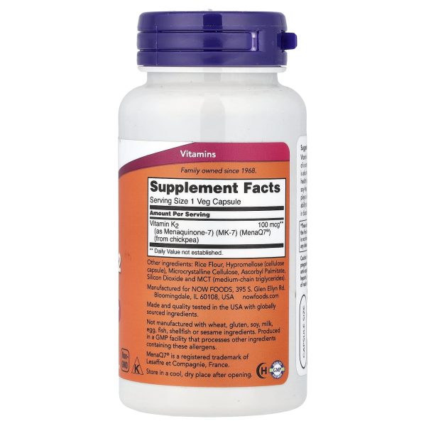 Now Foods MK-7 Vitamin K-2 100 mcg, 120 Veg Capsules