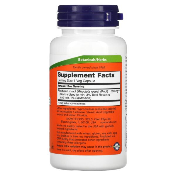 Now Foods Rhodiola 500 mg 60 vegetarian capsules