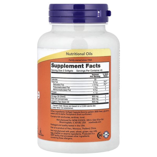 Now Foods Super Omega 3-6-9, 1200 mg, 90 Softgels
