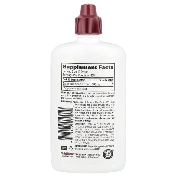 Nutribiotic Grapefruit Seed Extract Vegan GSE, Liquid Concentrate, 118 ml