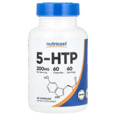 Nutricost 5-HTP, 200 mg, 5-Hydroxytryptophan, Gluten-free, GMO-free 120 capsules