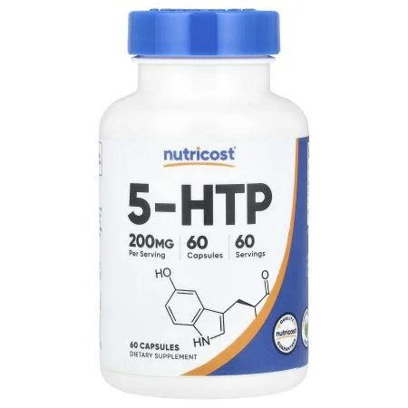 Nutricost 5-HTP, 200 mg, 5-Hydroxytryptophan, Gluten-free, GMO-free 120 capsules