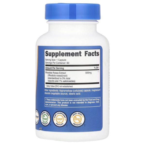 Nutricost Rhodiole Rosea 500 mg ,Energie force 60 capsules