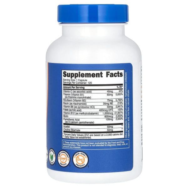 Nutricost Vitamin B Complex, [energy production and brain function] 120 Caps