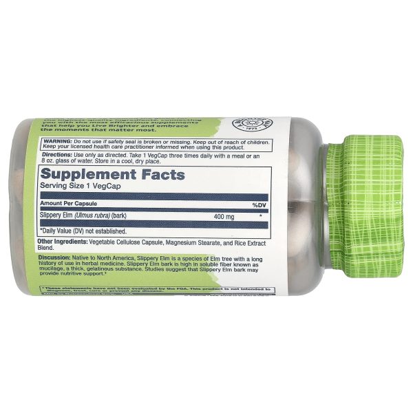 Solaray Slippery Elm, 400 mg, 100 Easy-to-Swallow Capsules