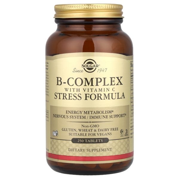 Solgar B-Complex Vitamin B with Vitamin C Stress Relief Formula, 250 Tablets