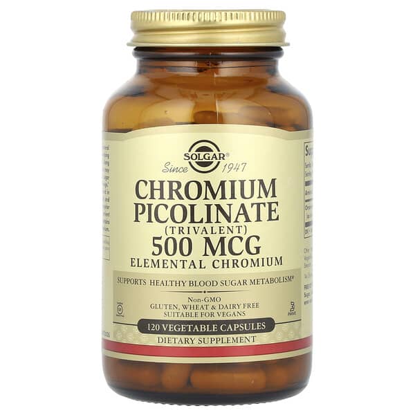 Solgar Chromium Picolinate, 500 mcg, 120 Vegetable Capsules