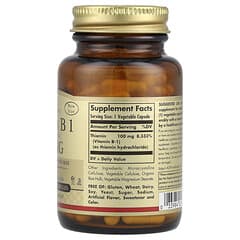 Solgar Vitamin B1, 100 mg, 100 Vegetable Capsules