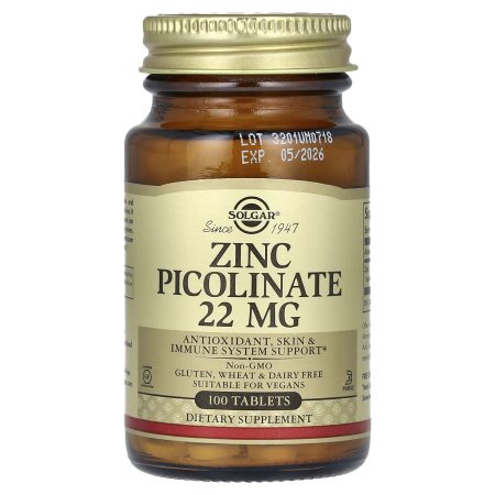 Solgar Zinc Picolinate 22 mg Antioxidant, Immunity 100 Tablets