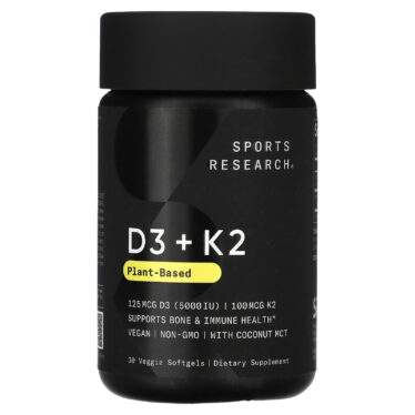 Sports Research D3 K2 100mcg K2, 5000 IU D3, 30 capsules