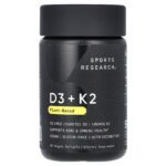 Sports Research Vitamin D3 K2 with Coconut Oil, 60 Capsules