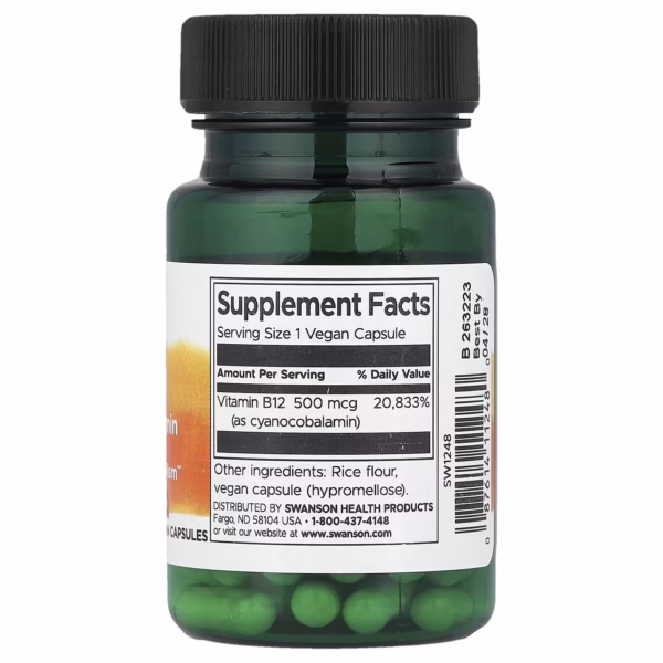Swanson Vitamin B12 500 Mcg 250 Capsules
